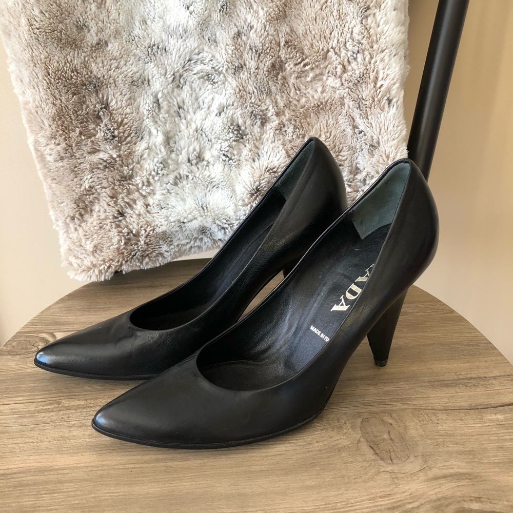 Prada black pointed toe heels